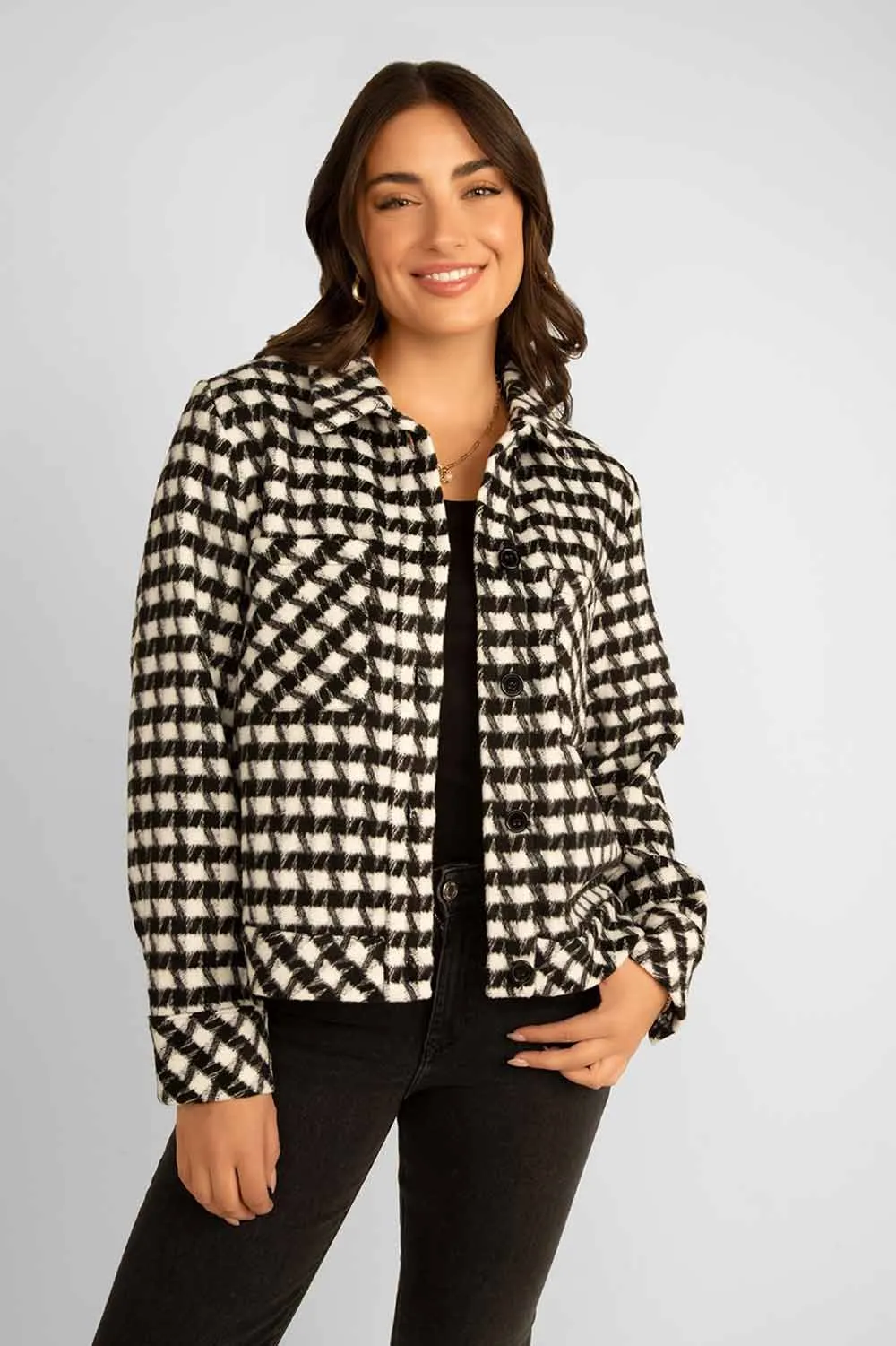Knit Houndstooth Shacket sold by Bellissima