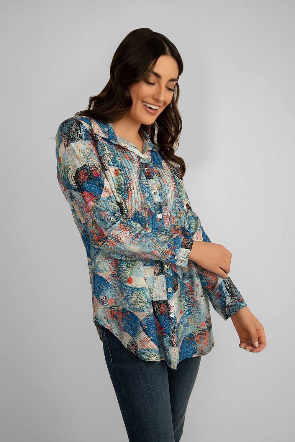 Pintuck Printed Blouse sold by Bellissima product image thumbnail 2