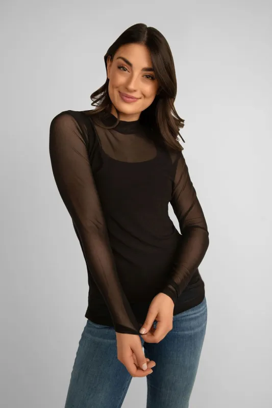 Long Sleeve Sheer Mesh Top sold by Bellissima