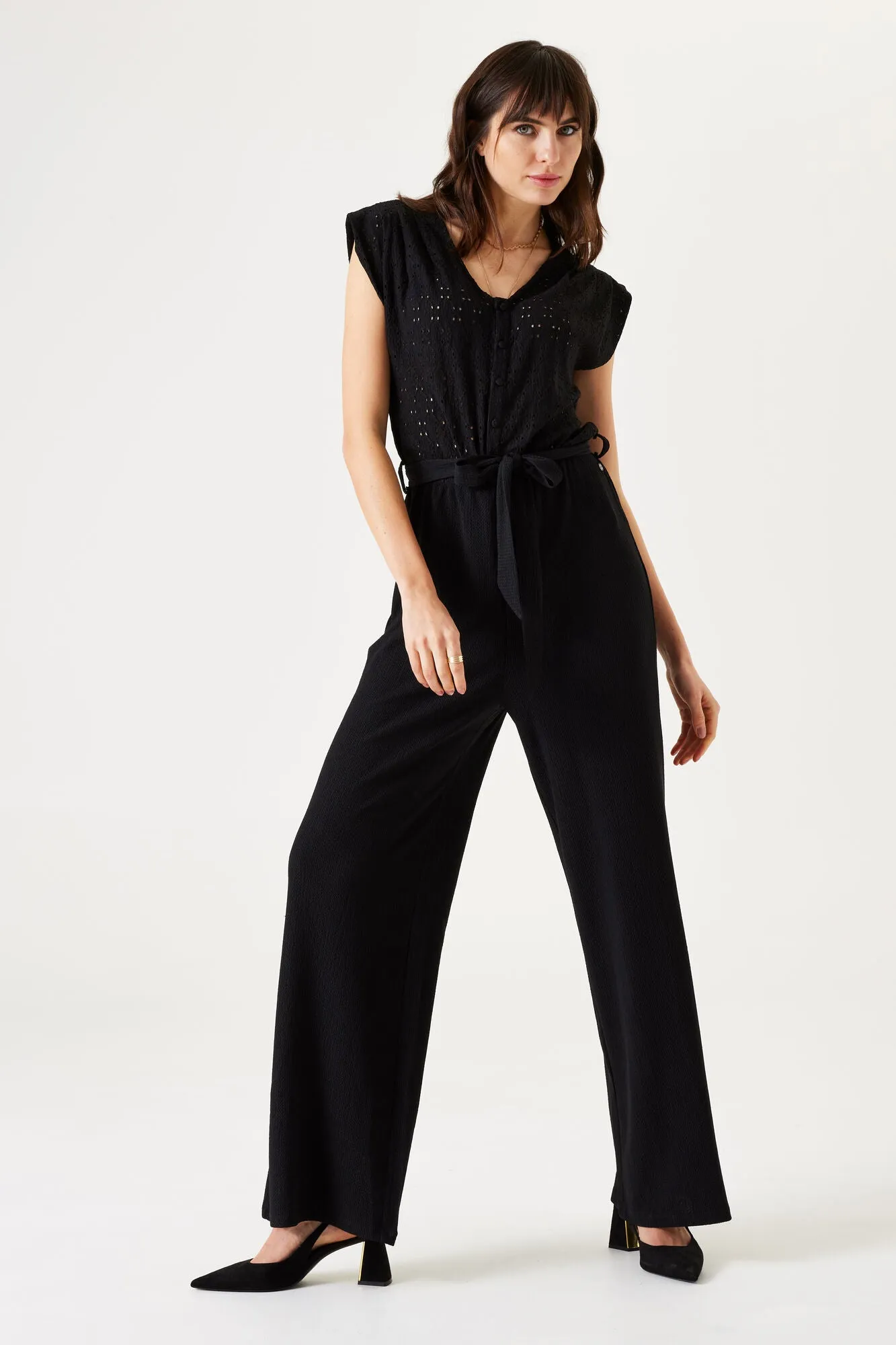 Short Sleeve V-Neck Solid Jumpsuit sold by Bellissima