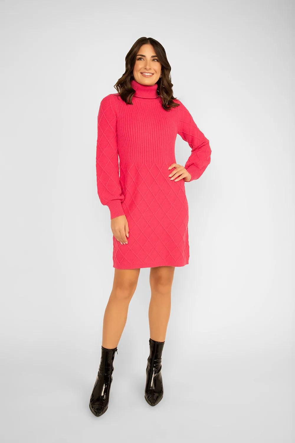 Turtleneck Ribbed Sweater Dress sold by Bellissima