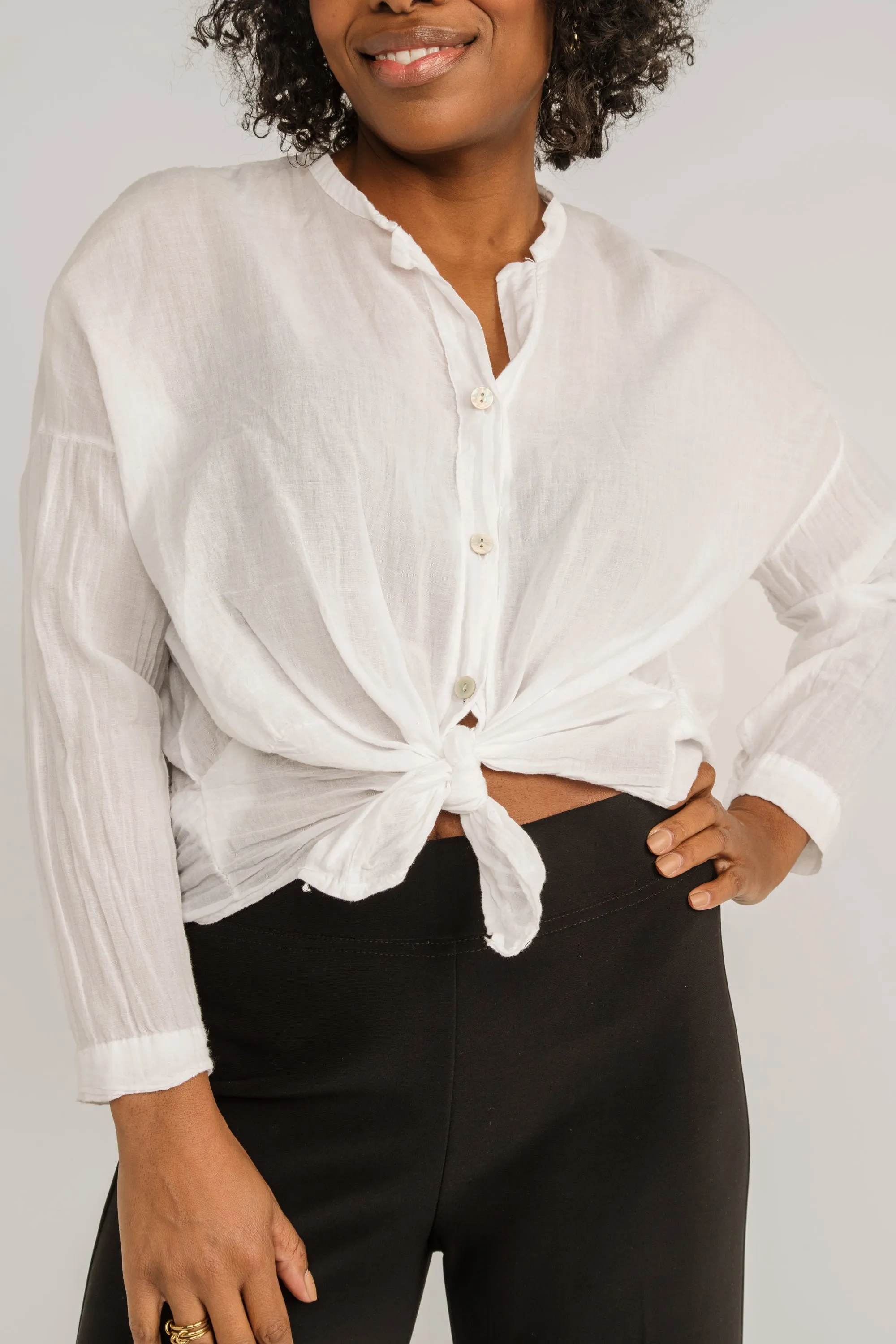 Long Sleeve Tie Front Blouse sold by Bellissima product image thumbnail 4