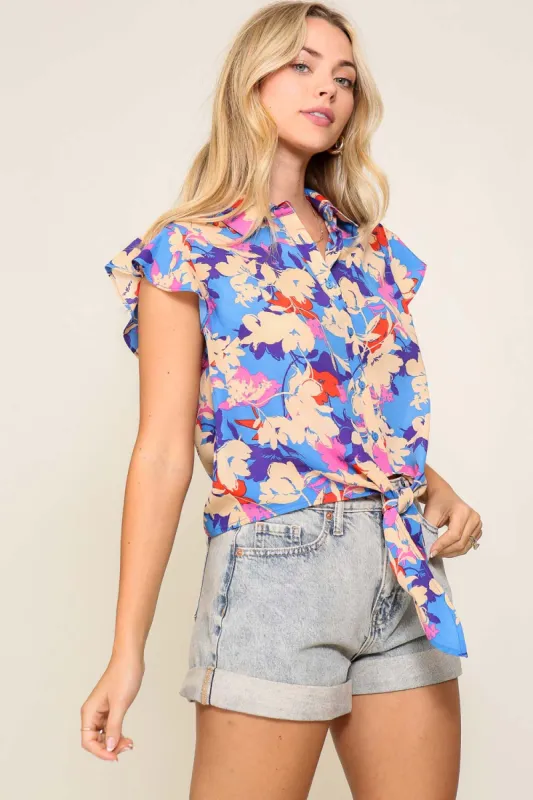 Floral Blouse With Front Tie sold by Bellissima