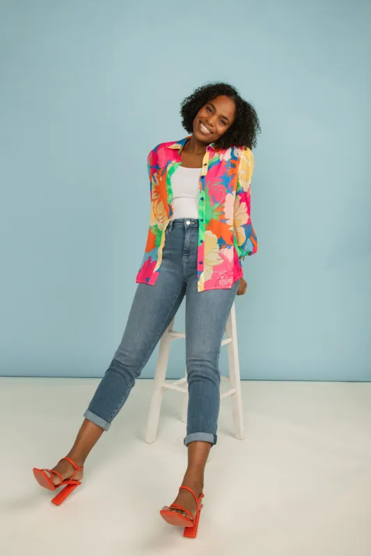 Pink Multi-coloured Button Up Blouse sold by Bellissima