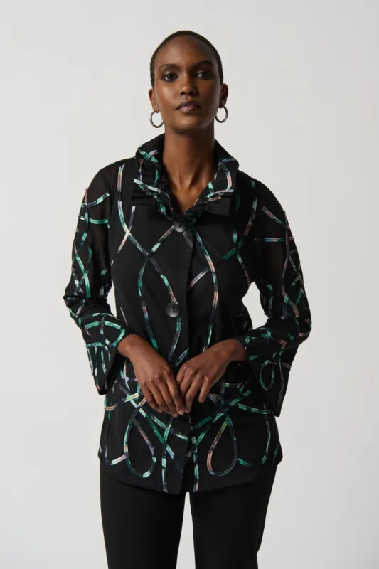 Satin Mesh Jacket with Soutache Trim sold by Bellissima