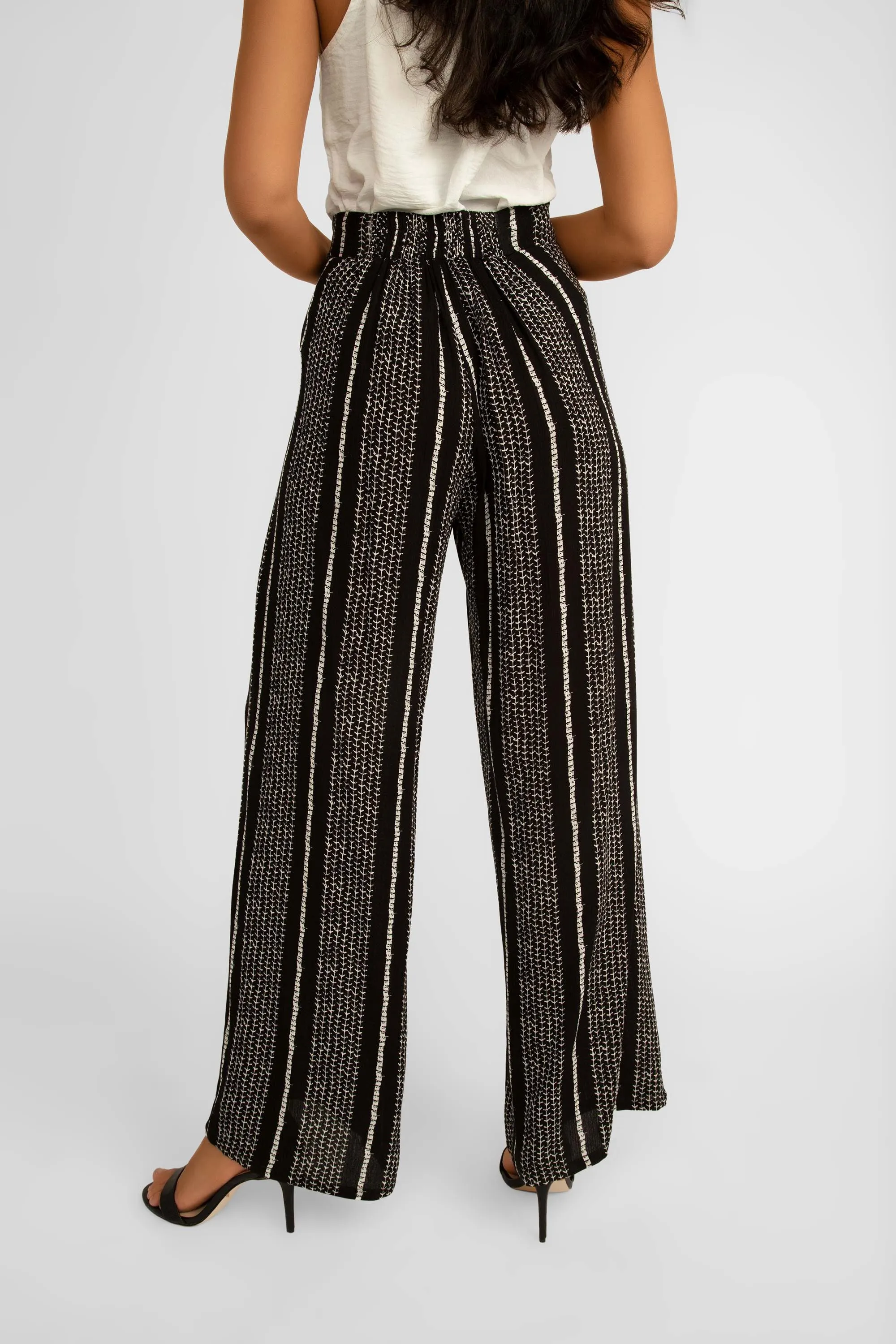 High Rise Wide Leg Striped Rayon Pants sold by Bellissima product image thumbnail 4