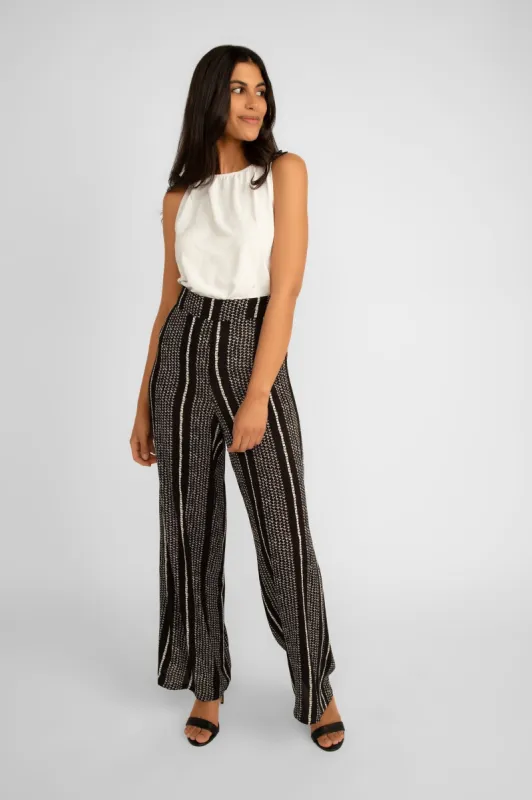 High Rise Wide Leg Striped Rayon Pants sold by Bellissima