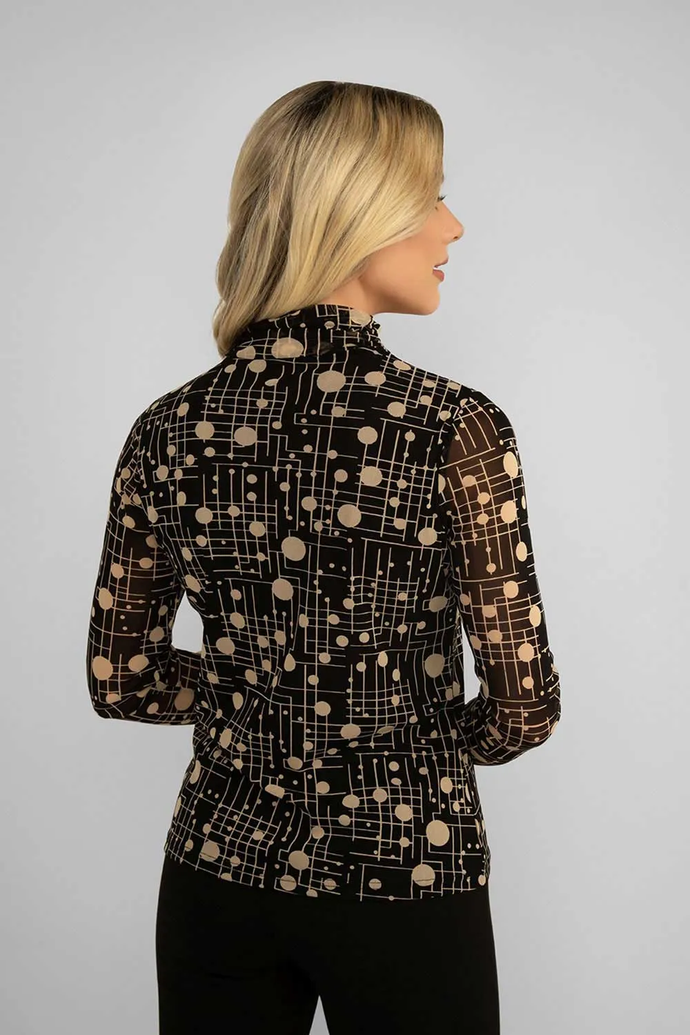 Printed Mesh Mock Neck Top sold by Bellissima product image thumbnail 4