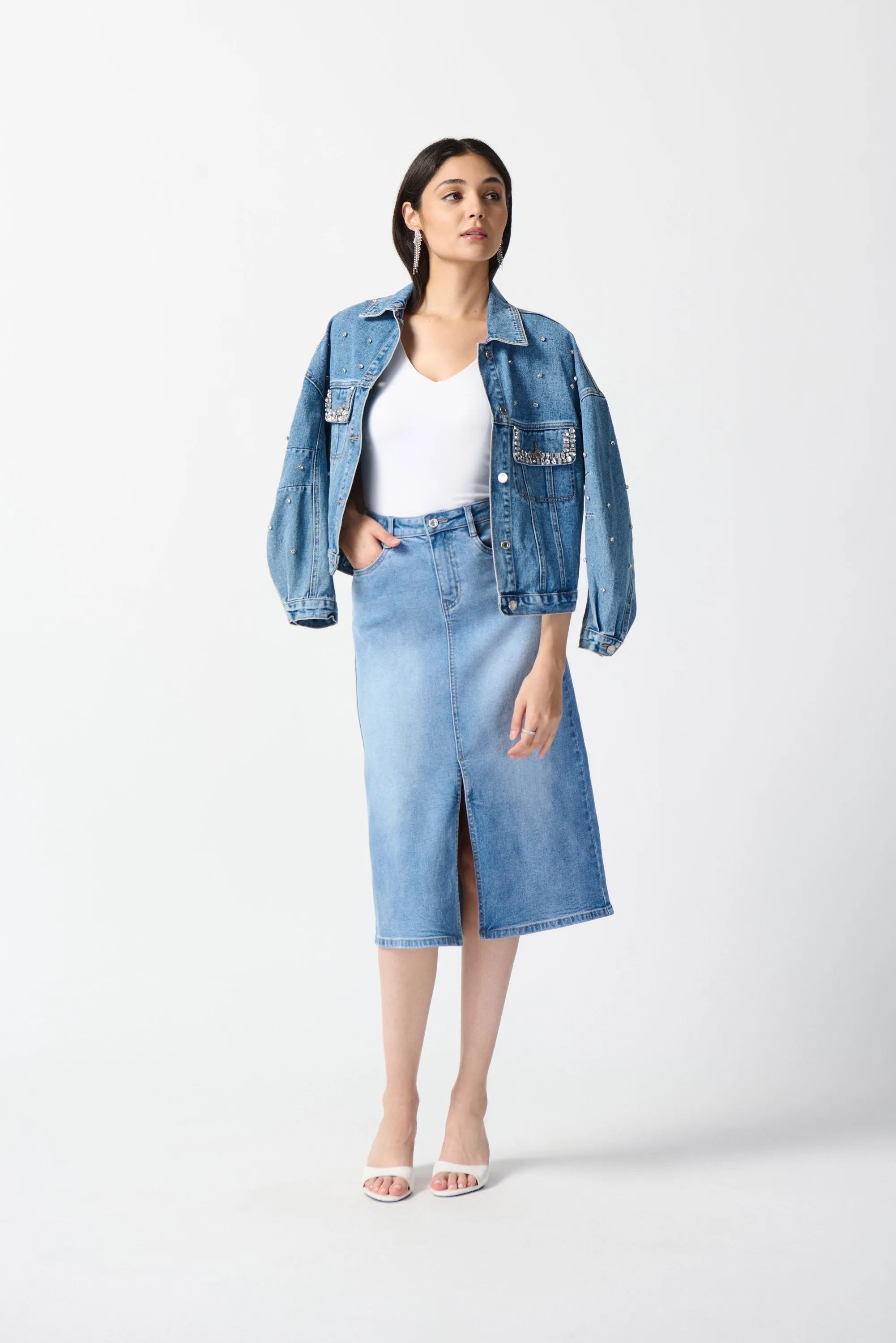 Denim A-Line Skirt sold by Bellissima product image thumbnail 5
