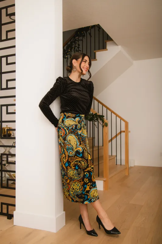 Paisley Midi Skirt sold by Bellissima