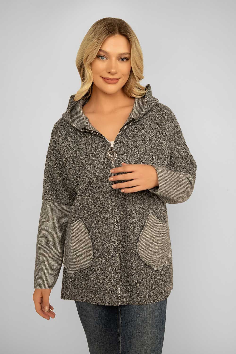 Hooded Snow Yarn Cardigan Jacket sold by Bellissima product image thumbnail 2