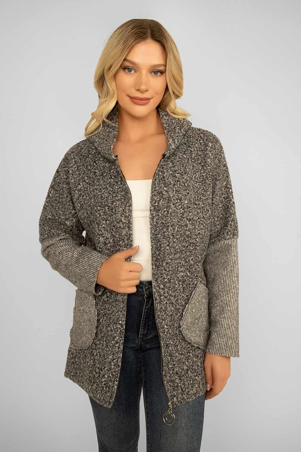 Hooded Snow Yarn Cardigan Jacket sold by Bellissima