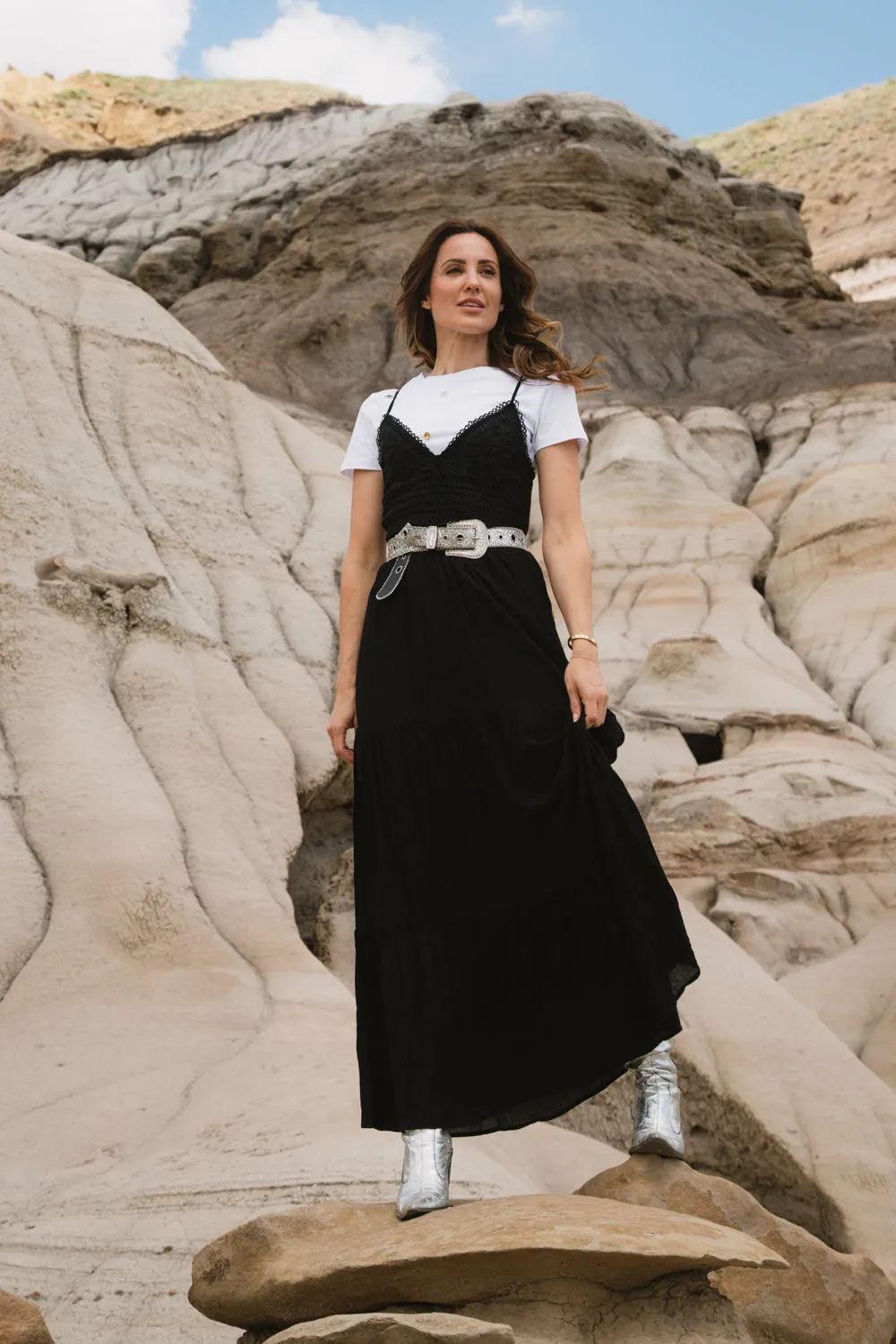 Adjustable Strap Lace Front Maxi Dress sold by Bellissima