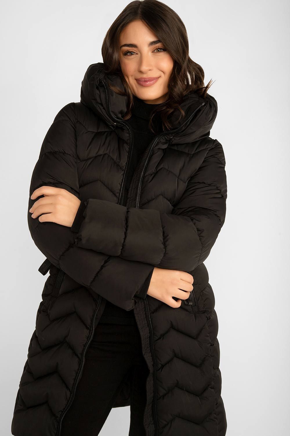 Zig Zag Quilted Puffer Coat sold by Bellissima