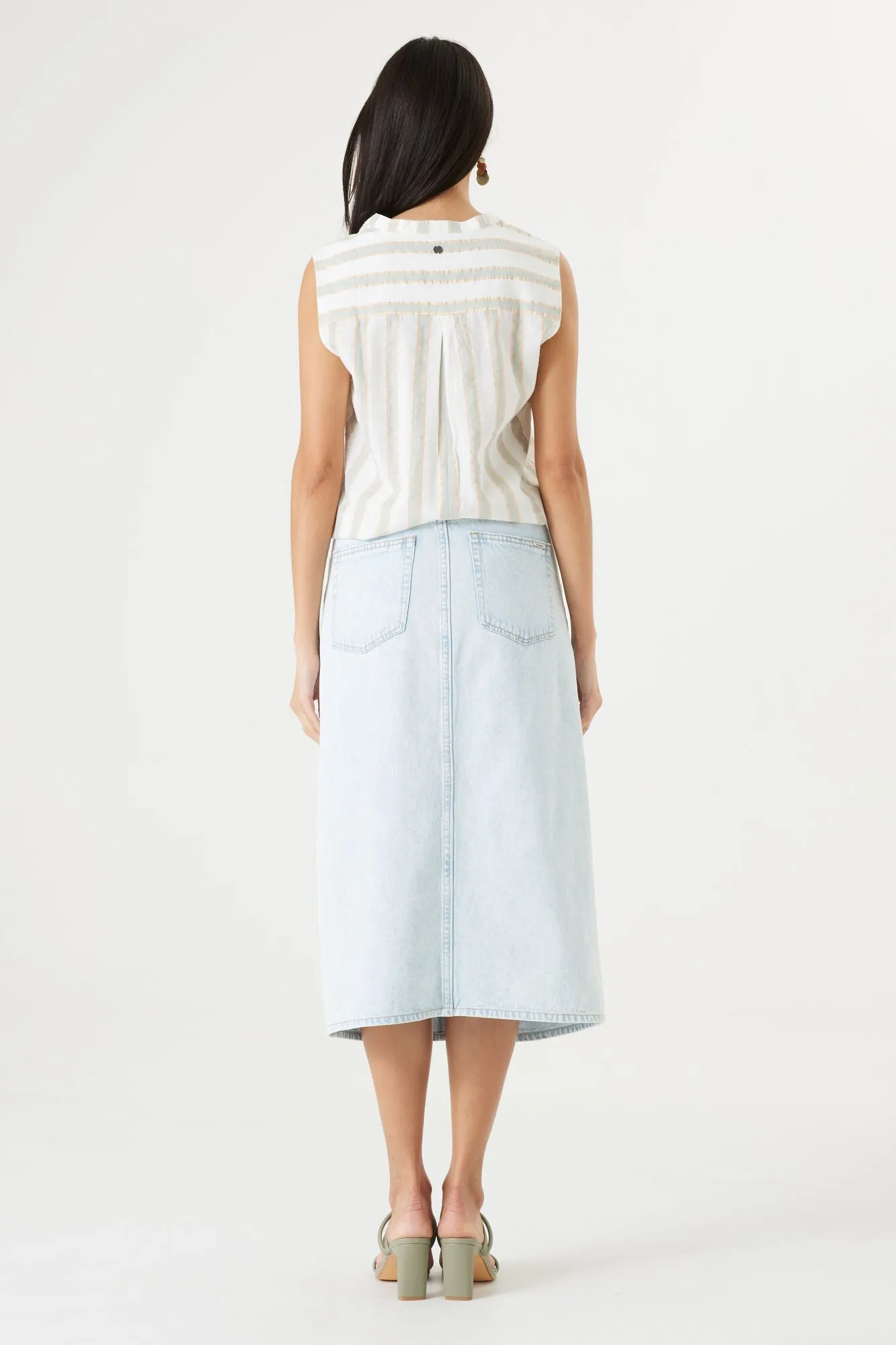 Sleeveless Button Up Stripe Blouse With Lurex sold by Bellissima product image thumbnail 4