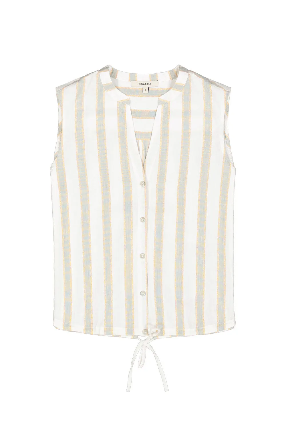 Sleeveless Button Up Stripe Blouse With Lurex sold by Bellissima product image thumbnail 5