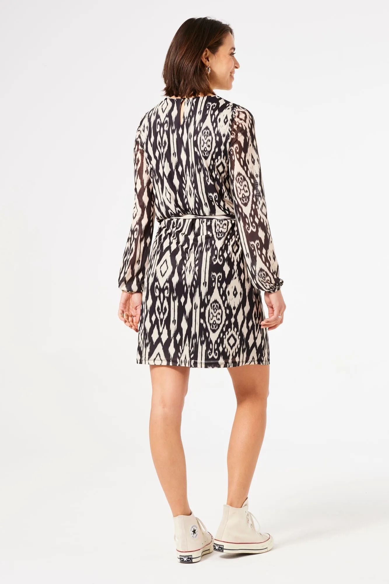 Printed Long Sleeve Dress with Tie Belt sold by Bellissima product image thumbnail 5