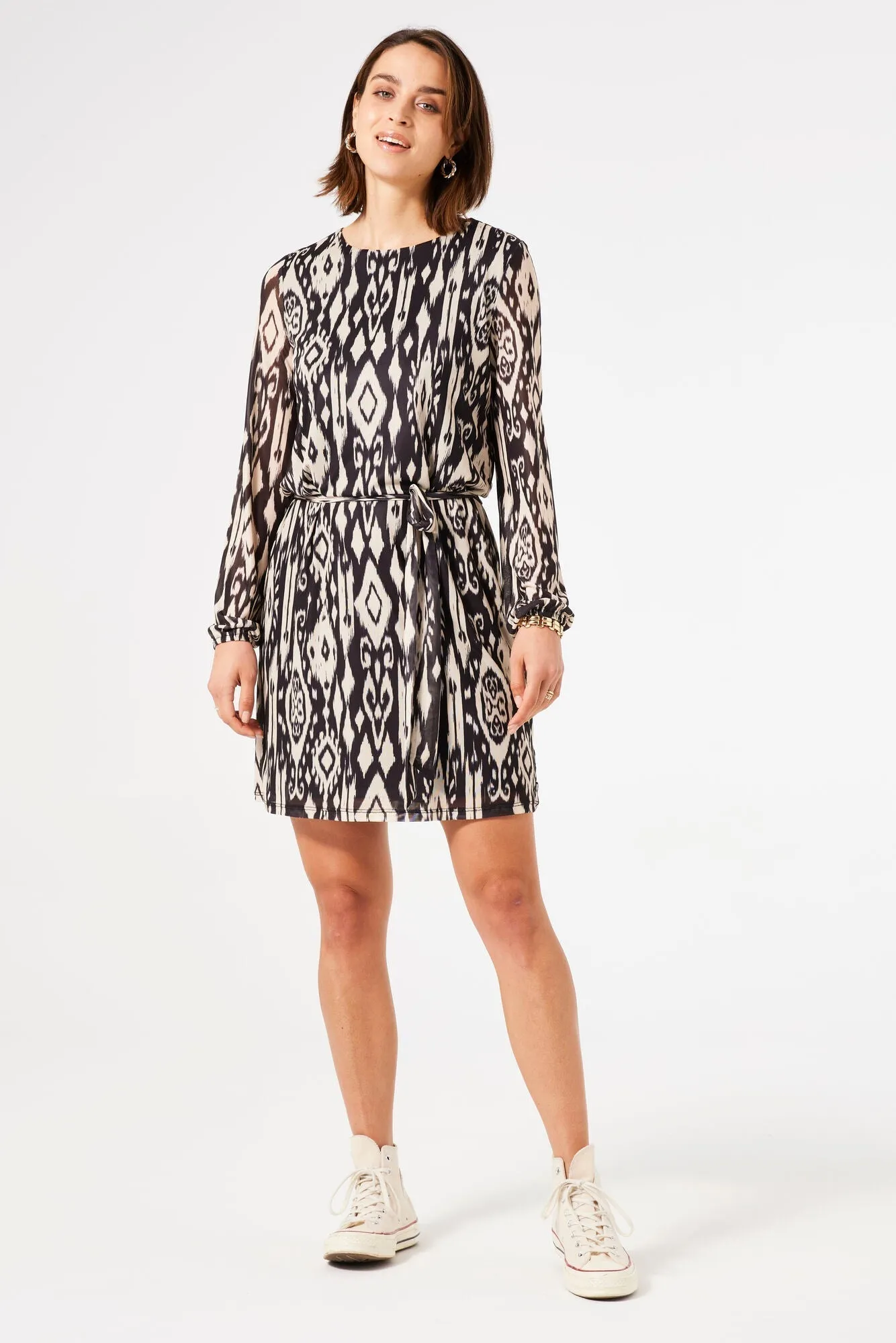 Printed Long Sleeve Dress with Tie Belt sold by Bellissima product image thumbnail 2