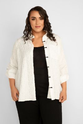 Jacquard Woven Button-Down Trapeze Blouse sold by Bellissima