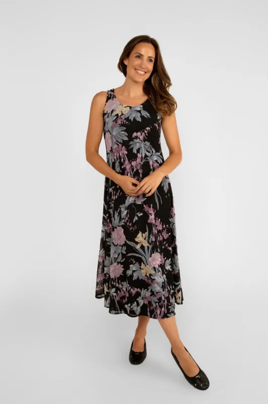Sleeveless Misty Floral Print Mesh Dress sold by Bellissima
