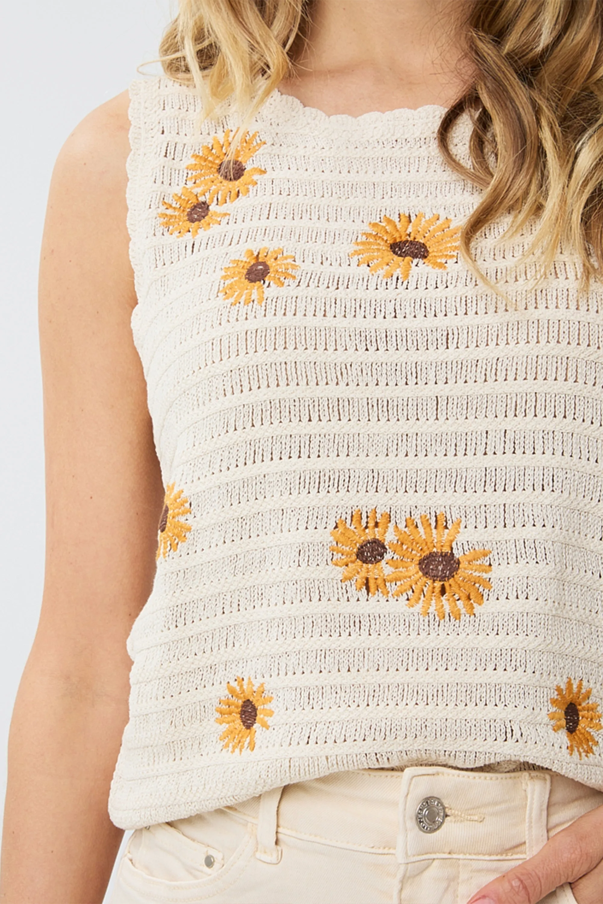 Daisy Embroidered Knit Tank Top sold by Bellissima product image thumbnail 2