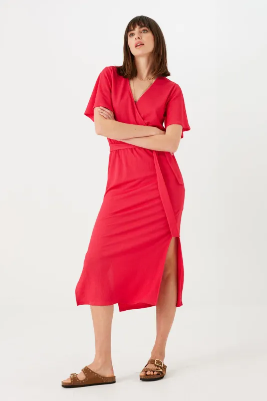 Short Bell Sleeve Faux Wrap Dress sold by Bellissima