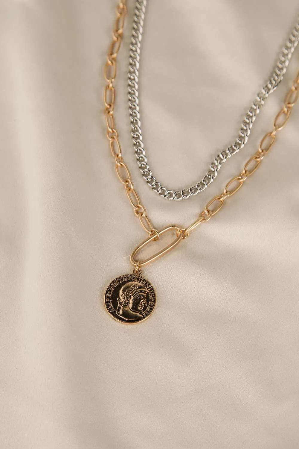 Double Strand Chain & Coin Necklace sold by Bellissima product image thumbnail 3