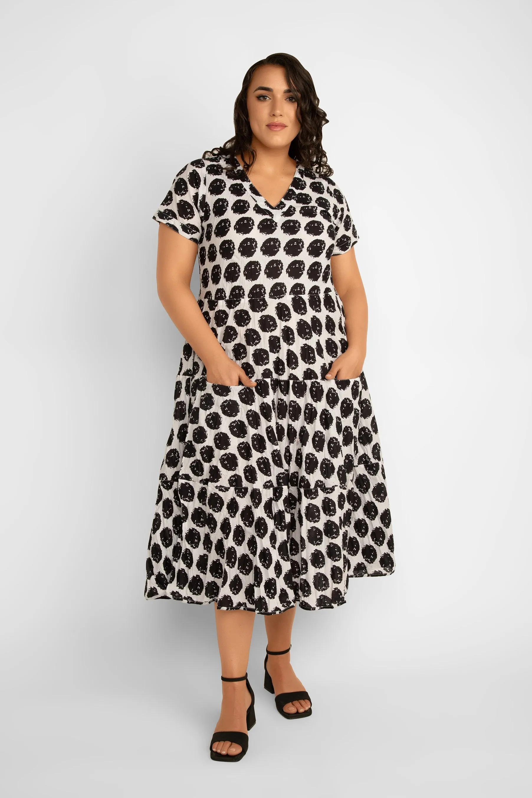 Short Sleeve V-Neck Printed Cotton Dress sold by Bellissima product image thumbnail 2