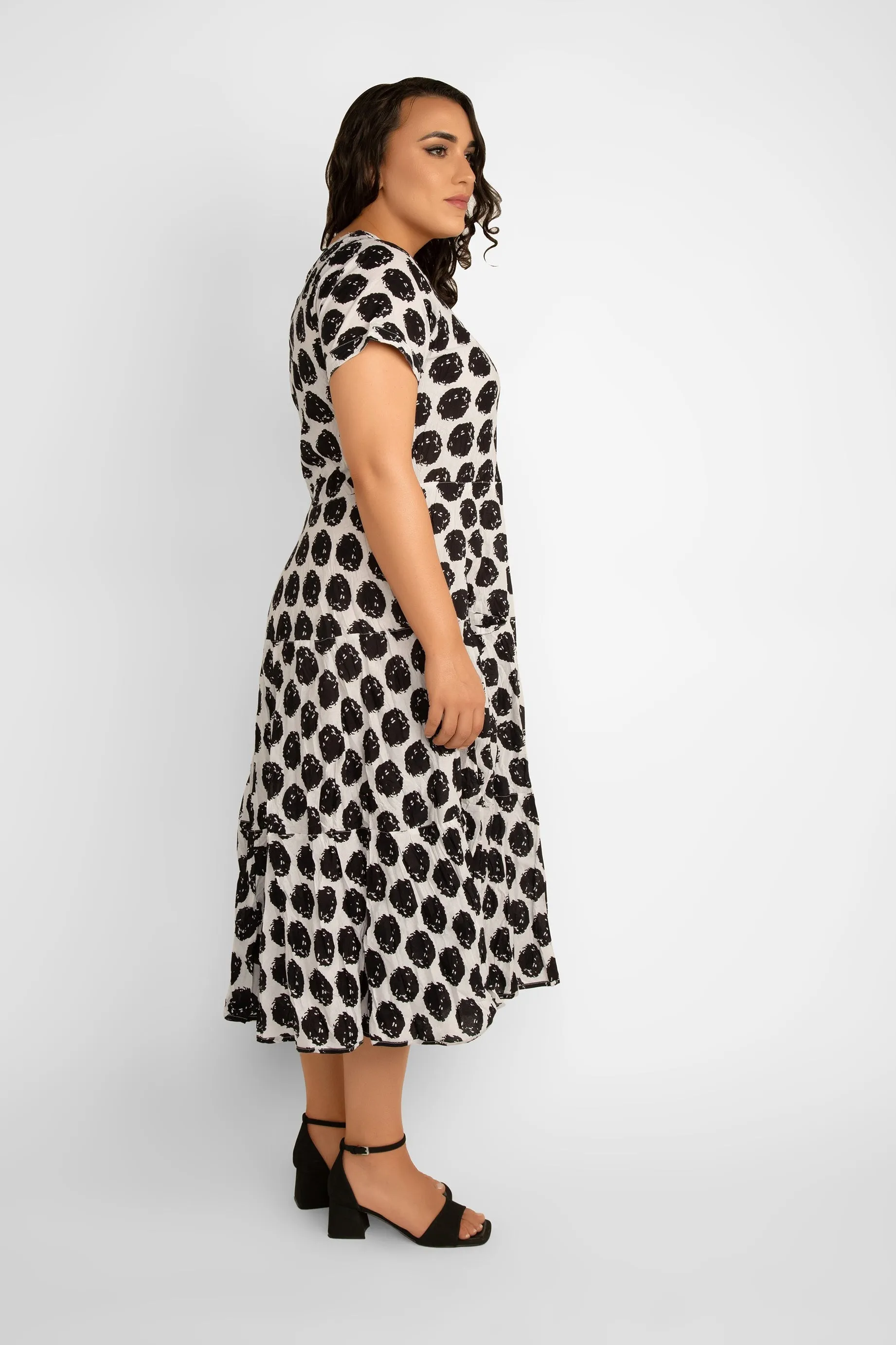 Short Sleeve V-Neck Printed Cotton Dress sold by Bellissima product image thumbnail 3