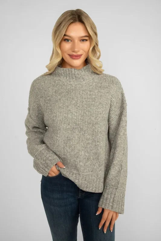 Mock Neck Ribbed Knit Sweater sold by Bellissima