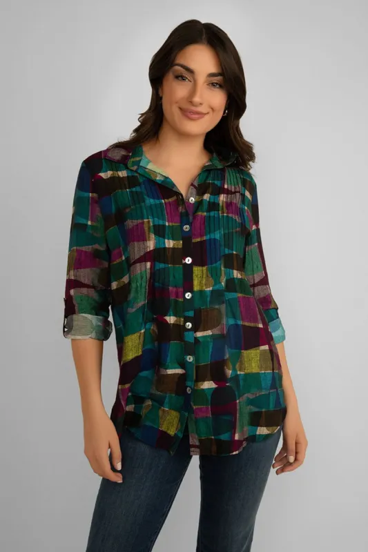 Pintuck Printed Blouse sold by Bellissima