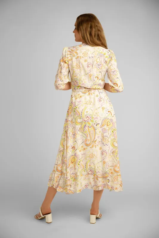 Printed Midi Wrap Dress sold by Bellissima