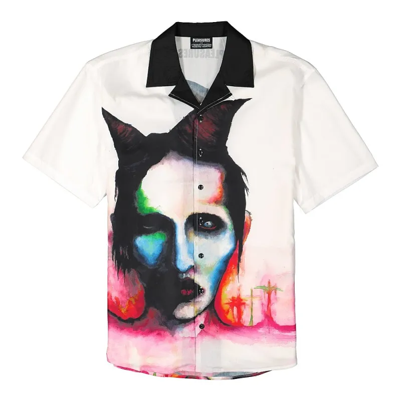Marilyn Manson x Pleasures Watercolor Camp Shirt sold by OVERKILL