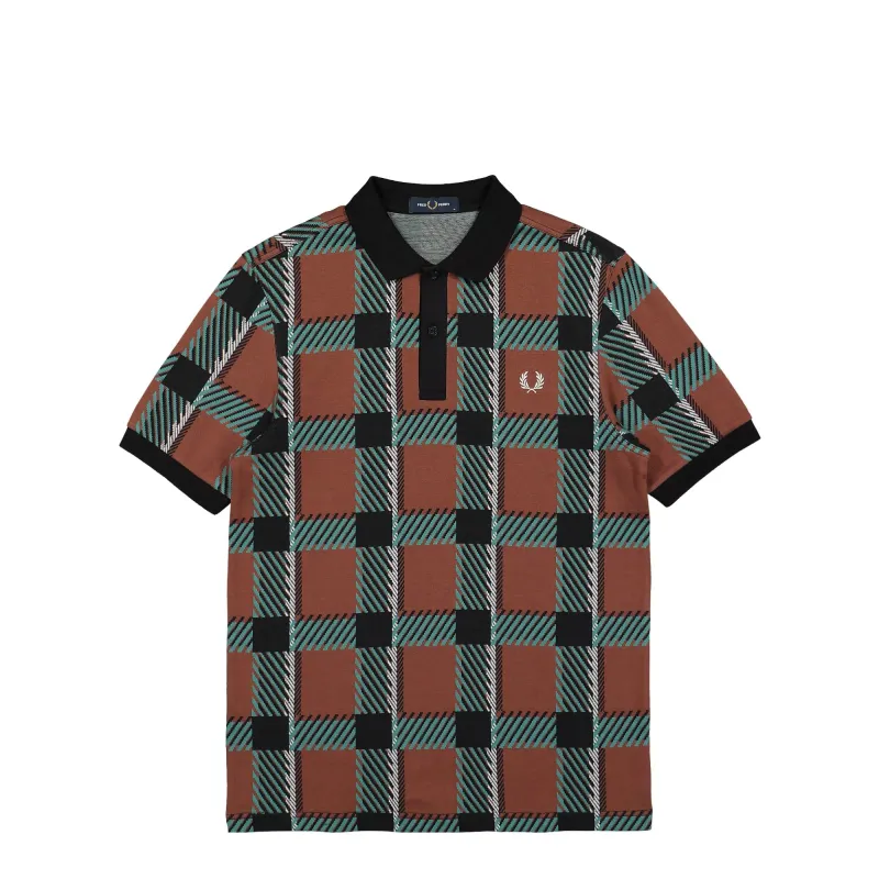 Glitch Tartan Polo Shirt made by Fred Perry