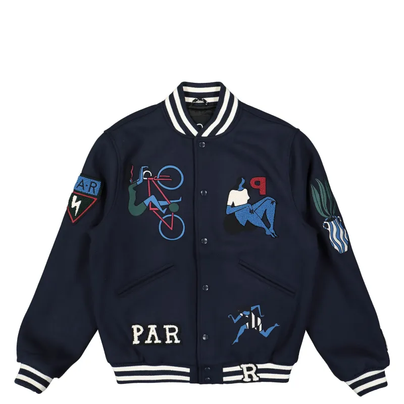 Run Sit & Bike Varsity Jacket sold by OVERKILL