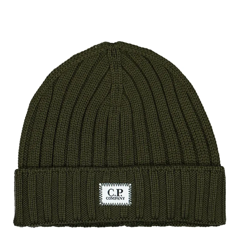 Extra Fine Merino Wool Logo Beanie made by C.P. Company