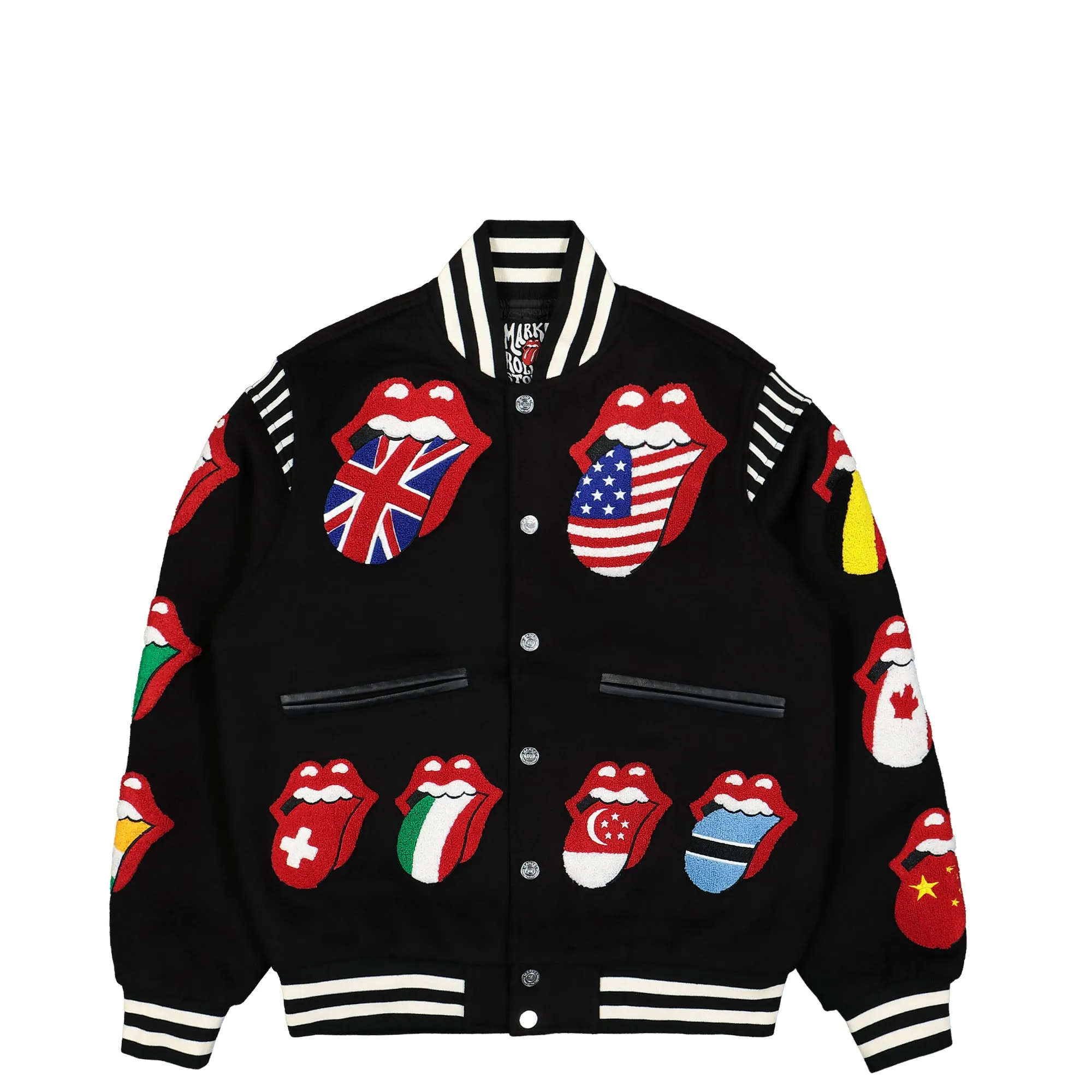 Rolling Stones x Market World Flag Varsity Jacket sold by OVERKILL