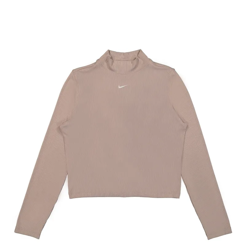 W Essential Ribbed Mock Long Sleeve Top made by Nike