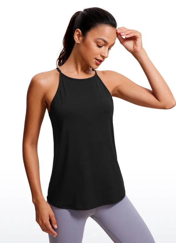 Hip Length High Neck Halter Tank sold by CRZ Yoga
