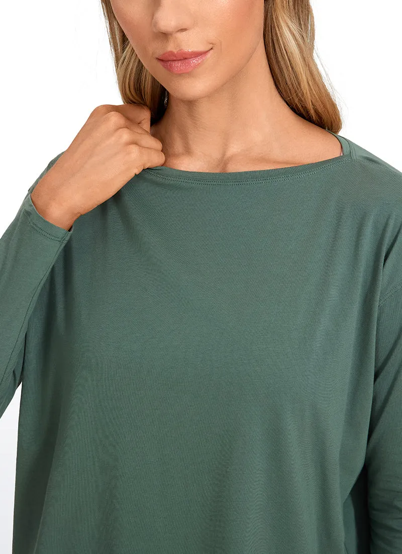 Pima Cotton Boat Neck Long Sleeve sold by CRZ Yoga product image thumbnail 3