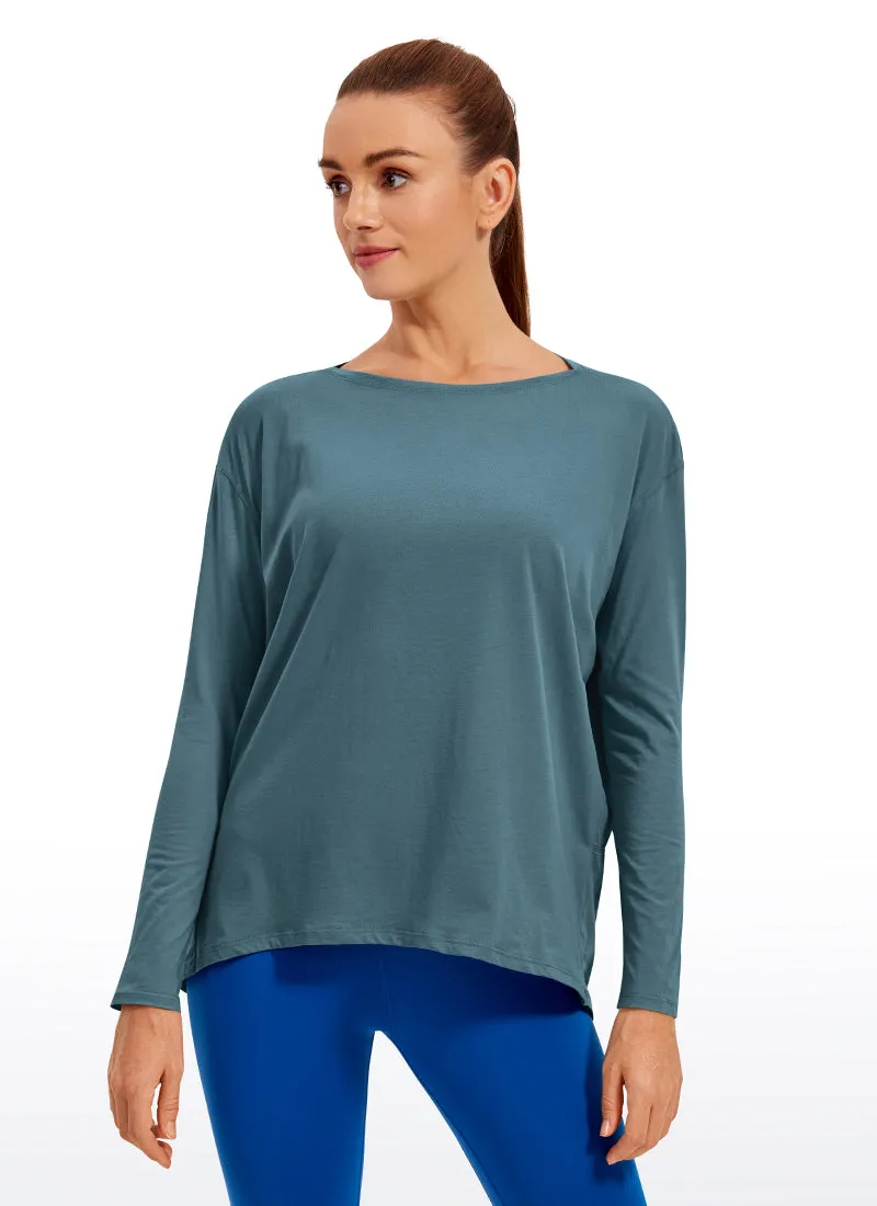 Pima Cotton Boat Neck Long Sleeve sold by CRZ Yoga product image thumbnail 4