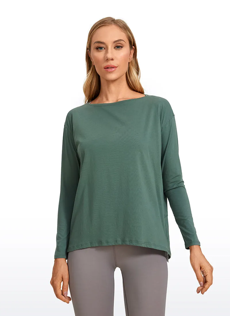 Pima Cotton Boat Neck Long Sleeve sold by CRZ Yoga