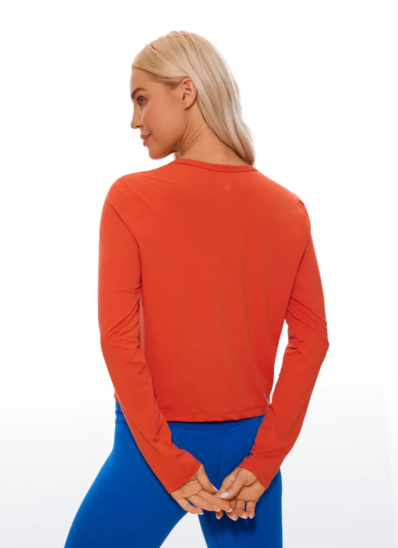 Pima Cotton Cropped Long Sleeve Classic Fit sold by CRZ Yoga product image thumbnail 2