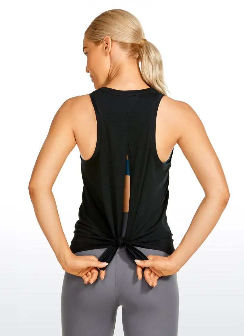 Pima Cotton High Neck Tank Split Open Back sold by CRZ Yoga