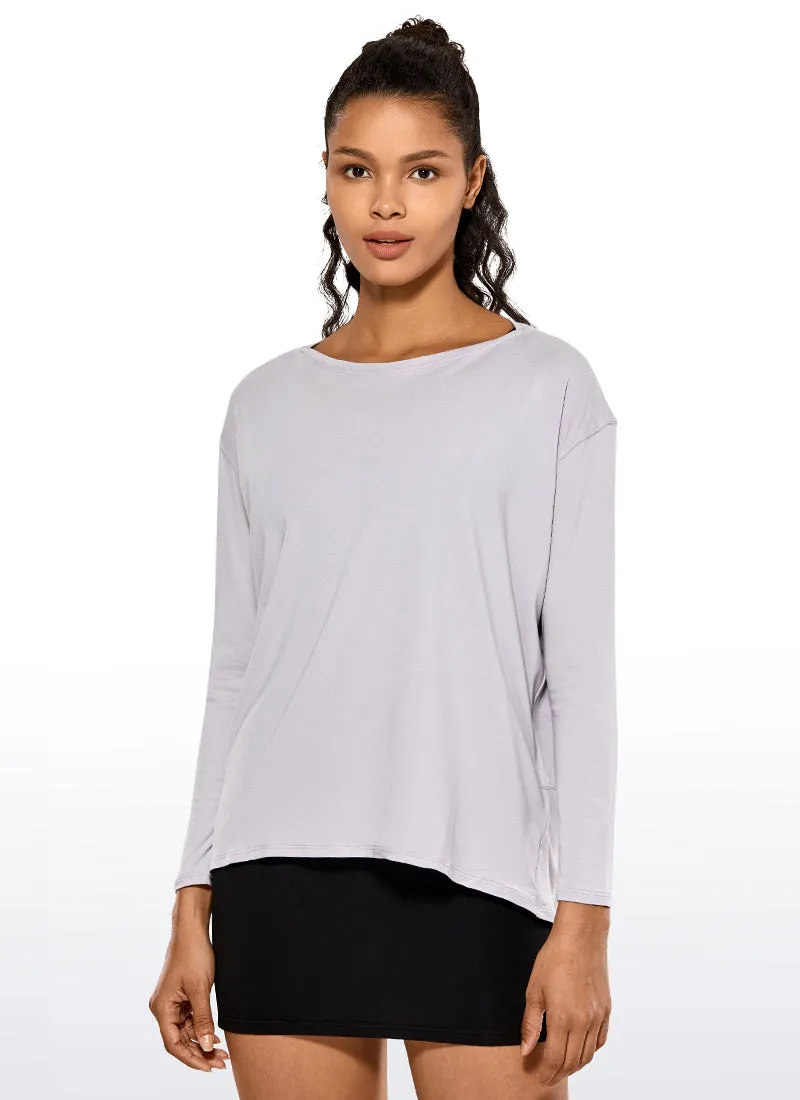 Pima Cotton Boat Neck Long Sleeve sold by CRZ Yoga