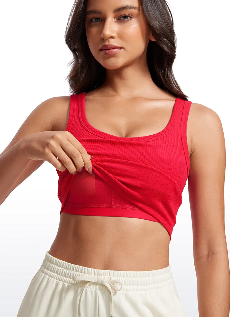Ribbed U Neck Built in Bra Tank sold by CRZ Yoga product image thumbnail 4