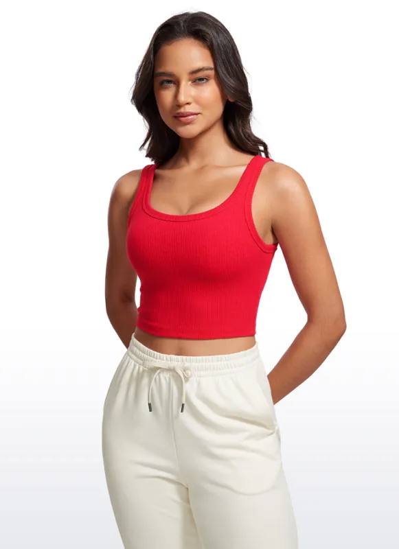 Ribbed U Neck Build-in Bra Tanks sold by CRZ Yoga
