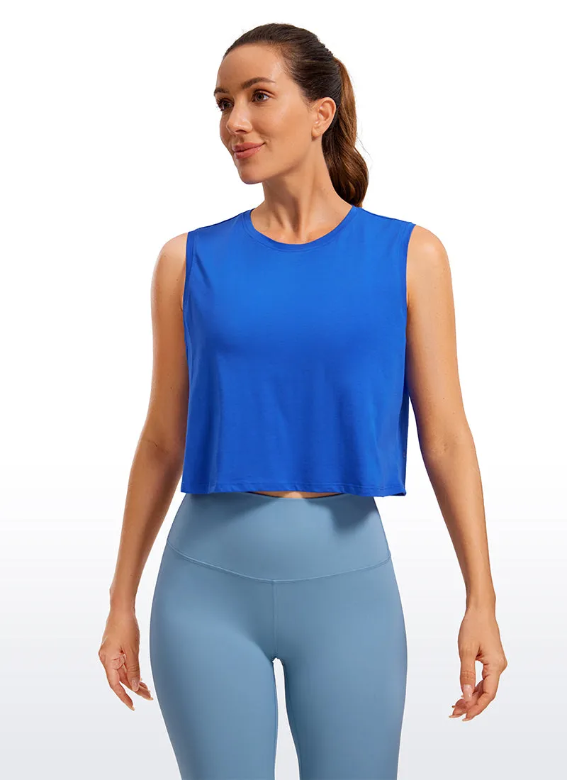 Pima Cotton Cropped Tank Tops Crew Neck sold by CRZ Yoga product image thumbnail 4