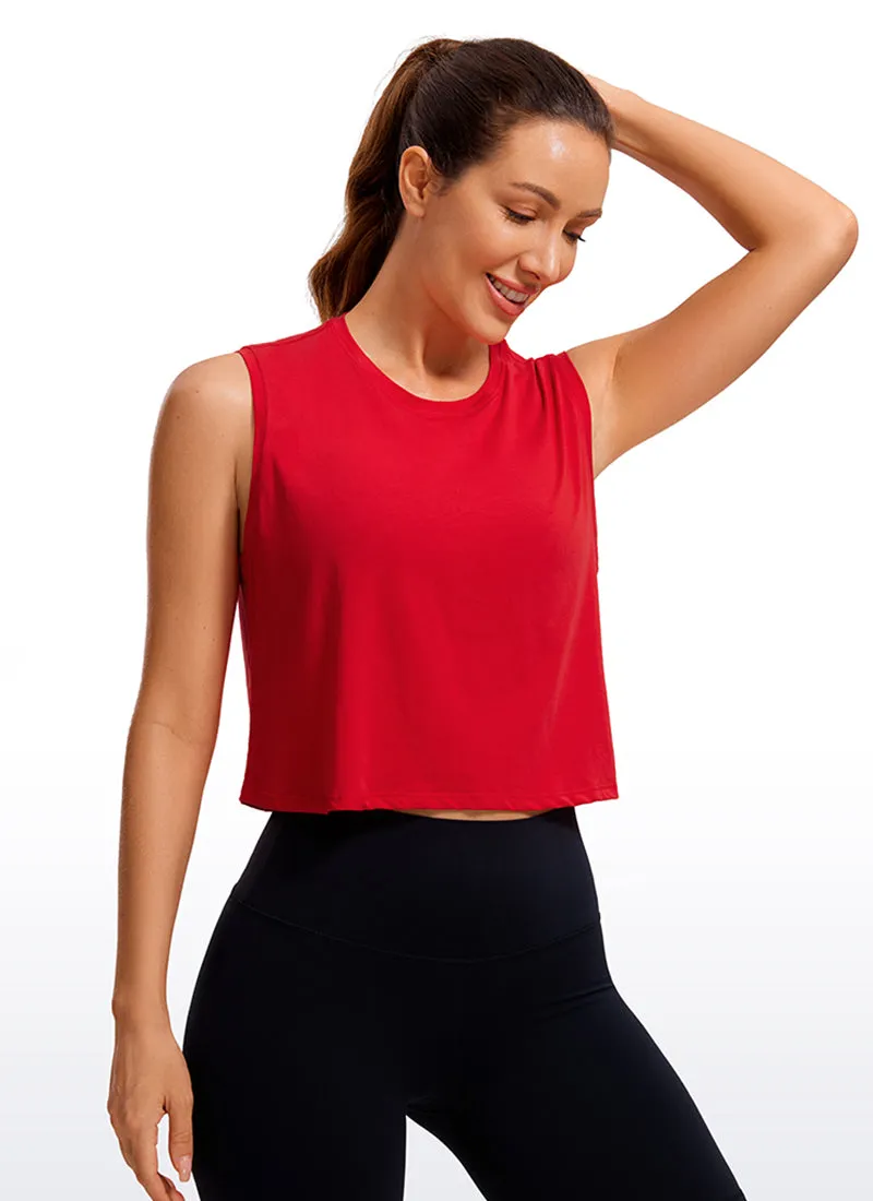 Pima Cotton Cropped Tank Tops Crew Neck sold by CRZ Yoga