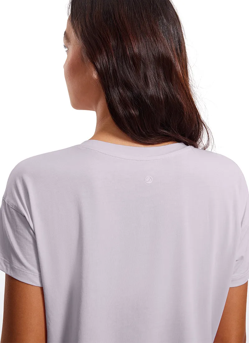 Pima Cotton Crew Neck Cropped Short Sleeve sold by CRZ Yoga product image thumbnail 4